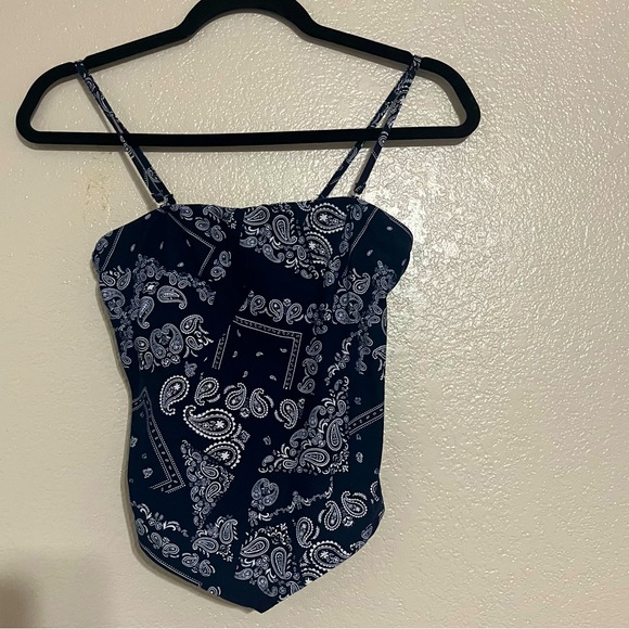 No Boundaries Bandana Tank Top Dark Blue Size Small - Picture 1 of 5